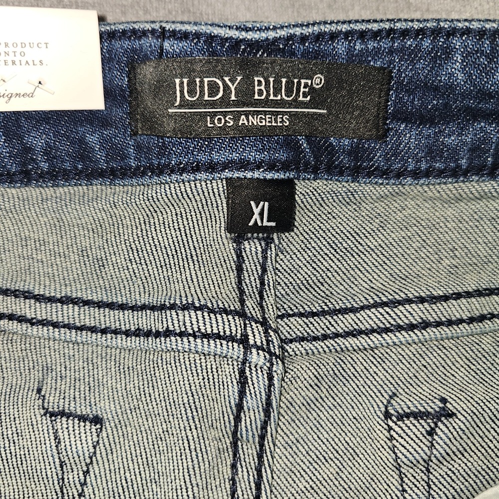 Judy Blue Womens XL Shorts High Rise Distressed Raw Hem Denim Cuttoff Stretchy - Picture 6 of 16